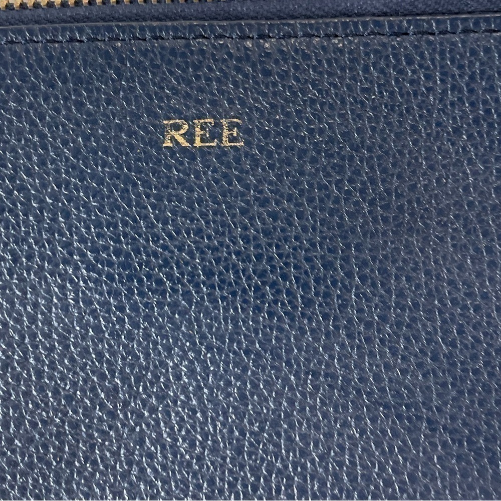 Mark & Graham blue leather zip top pouch mono - Picture 3 of 9
